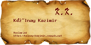 Kálnay Kazimir névjegykártya